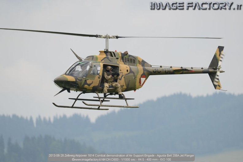 2013-06-28 Zeltweg Airpower 1614 Combat demonstration of Air Support Brigade - Agusta Bell 206A Jet Ranger.jpg